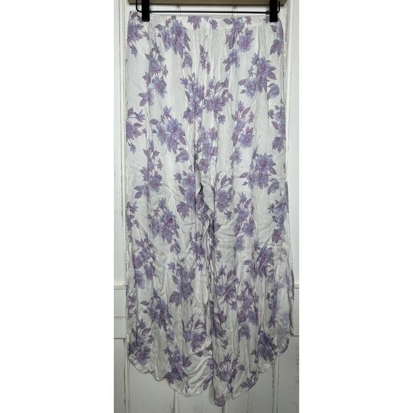 Splendid Side Slit Pajama Pants Pastel Floral Beachy Pull On Cover Up Lounge S - Picture 5 of 6